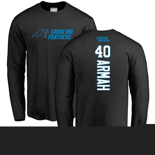 Carolina Panthers Men Black Alex Armah Backer NFL Football #40 Long Sleeve T Shirt